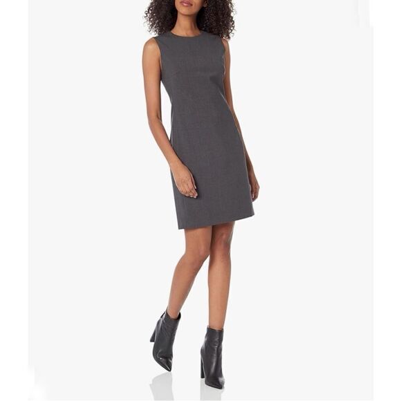 Theory Betty 2B Wool Blend Sheath Dress Grey Size 10 Sleeveless Stretch - Picture 1 of 16